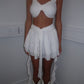 White Embroidery bralet and high low skirt set