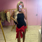 Black and red bow front mini dress