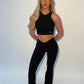 GYM GIRL ERA EXCLUSIVE Black sculpt V waist flared bottoms