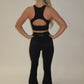 GYM GIRL ERA EXCLUSIVE Black sculpt V waist flared bottoms