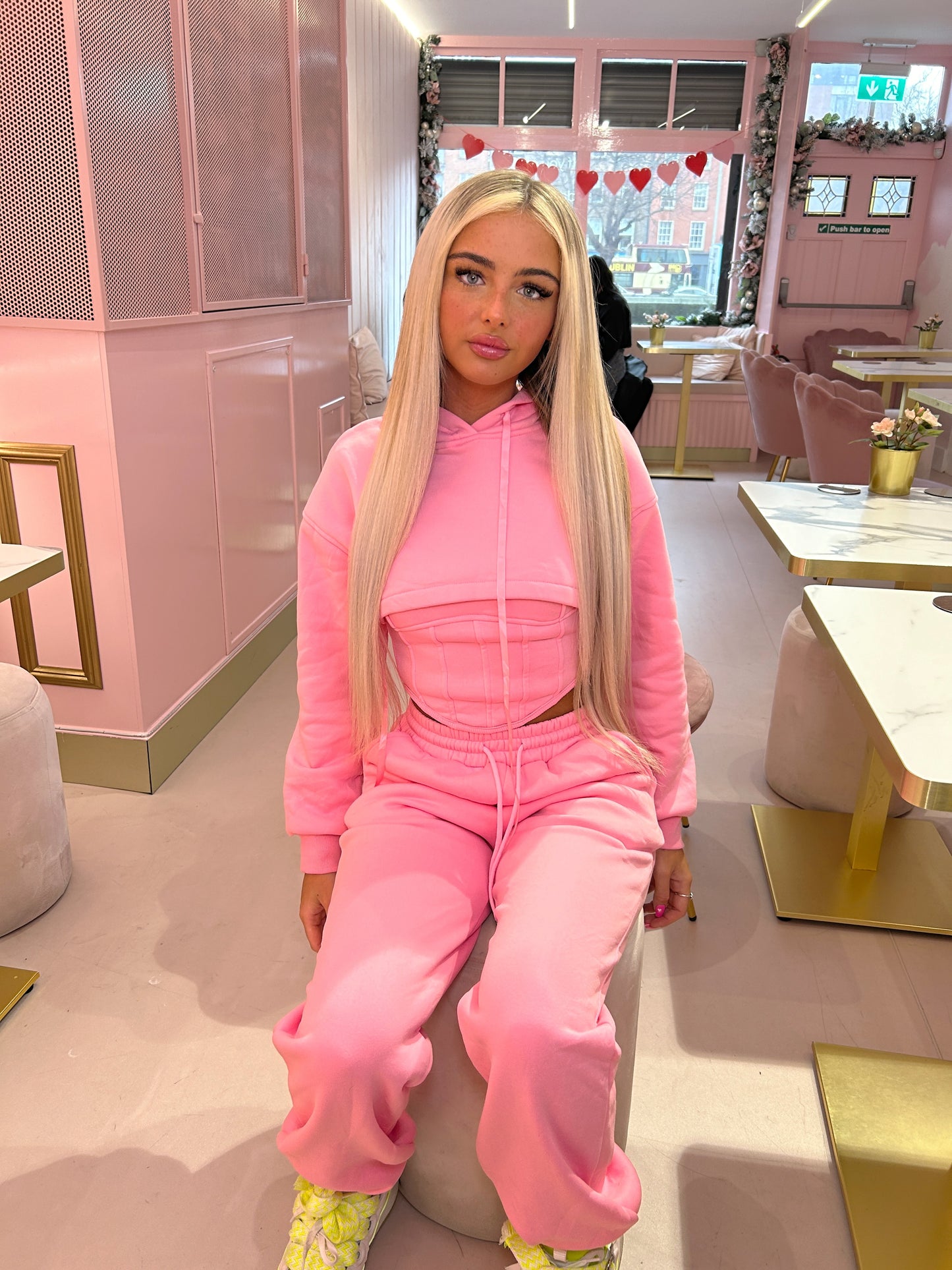 Pink 3 piece tracksuit and corset top