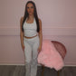 Sculpt light grey marl fold over waist trousers Set