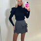 Black high neck puff sleeve ribbed jumper