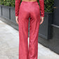 LIMITED EDITION HANDMADE & DESIGNED IN HOUSE: Burgundy sparkle flared trousers and top set