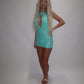 LIMITED EDITION HAND MADE AND DESIGNED IN HOUSE: ‘Aura’ blue lace dress