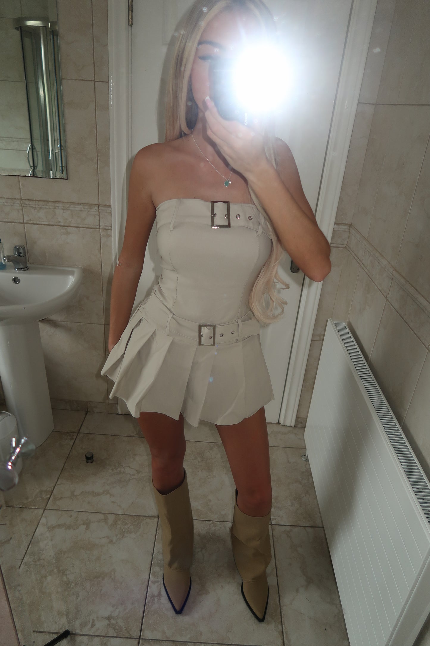 Belted Pleated Cargo Playsuit