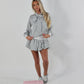 Grey bow blouse and puff ball skirt set