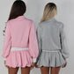 Pink bow blouse and puff ball skirt set