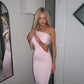 LIMITED EDITION HANDMADE & DESIGNED IN HOUSE: pink slinky ‘Robyn’ midi dress