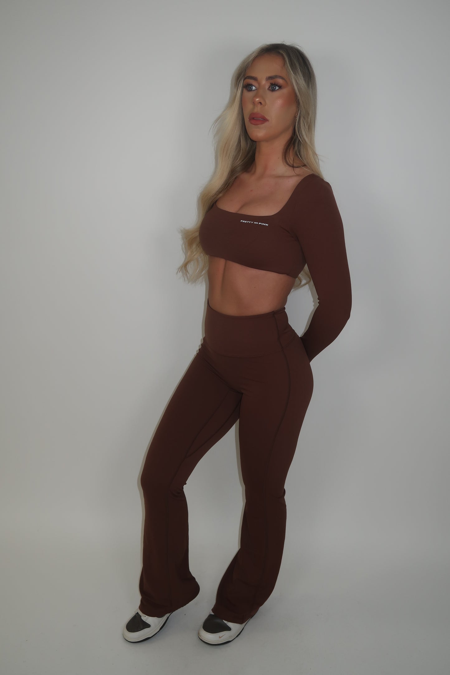 GYM GIRL ERA EXCLUSIVE chocolate brown sculpt flared bottoms