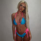 LIMITED EDITION HAND MADE AND DESIGNED IN HOUSE: Tribal blue and pink bikini