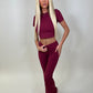 Sculpt burgundy crop top and flared leggings set