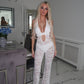White lace cut out jumpsuit