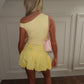 Butter yellow Puffball Hem Mini Skirt