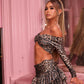 HAUNT COUTURE HANDMADE: Leopard print shimmer long sleeve top and rara skirt