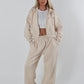 Beige iconic zip up hoodie