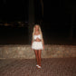LIMITED EDITION HAND MADE AND DESIGNED IN HOUSE: White shimmer frilly Rara skirt co-ord