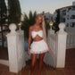 LIMITED EDITION HAND MADE AND DESIGNED IN HOUSE: White shimmer frilly Rara skirt co-ord
