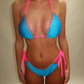 LIMITED EDITION HAND MADE AND DESIGNED IN HOUSE: Tribal blue and pink bikini