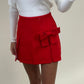 Red bow front tailored skirt