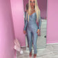 Galactic Grey slinky top and bottoms set