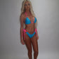 LIMITED EDITION HAND MADE AND DESIGNED IN HOUSE: Tribal blue and pink bikini