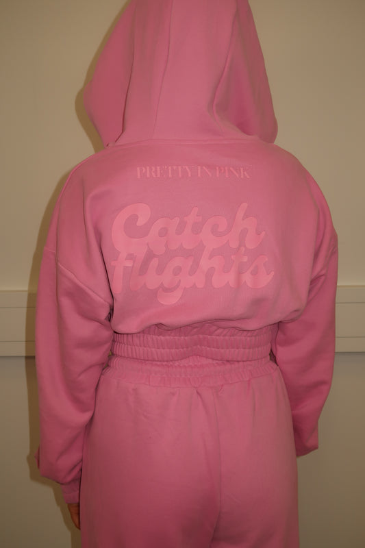 Catch Flights Pink zip up hoodie