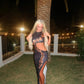 Black cut out snake dress