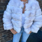 Fox white 3/4 sleeve Faux fur coat
