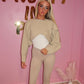 Beige Cropped wrap jumper