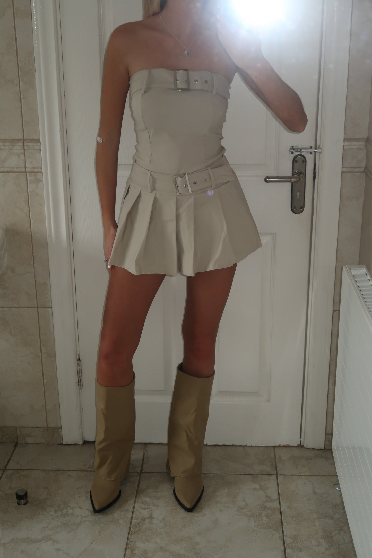 Belted Pleated Cargo Playsuit