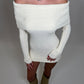 Ribbed Bardot jumper mini dress