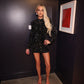 Black sequins with silver sparkle cut out back dress