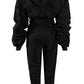 Black ruched sleeve tracksuit