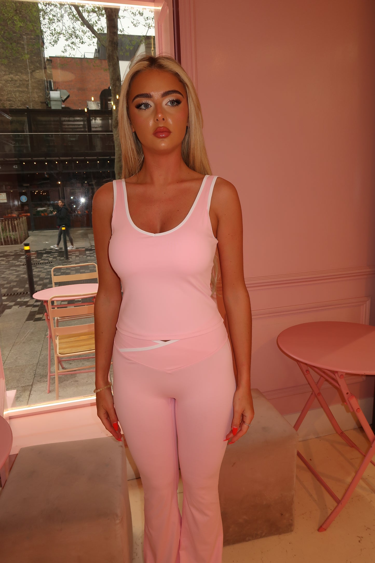 Pink v waist gym co-ord