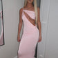 LIMITED EDITION HANDMADE & DESIGNED IN HOUSE: pink slinky ‘Robyn’ midi dress