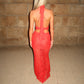 LIMITED EDITION HAND MADE AND DESIGNED IN HOUSE: Red lace 3 piece choker and maxi skirt set