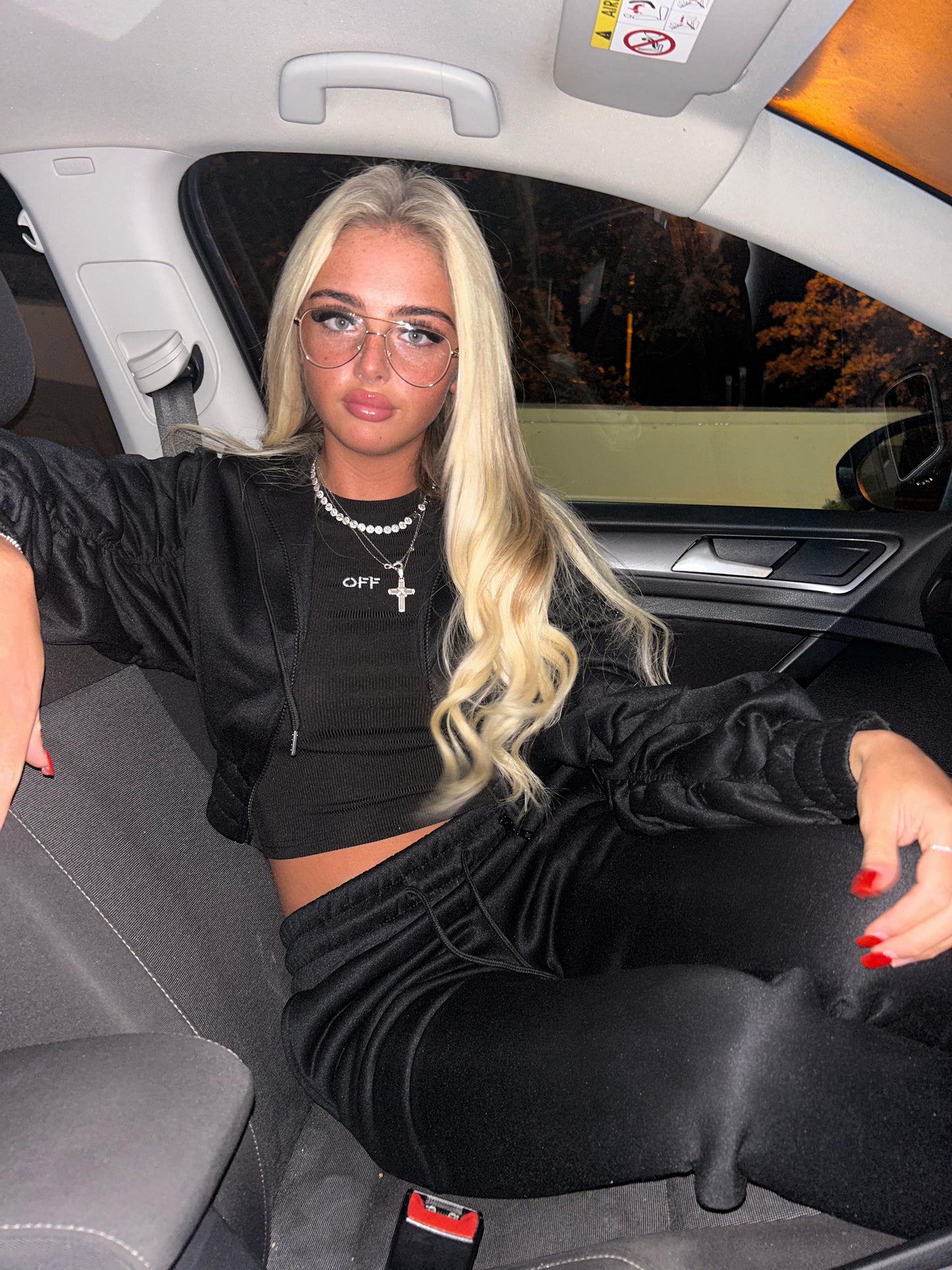 Black ruched sleeve tracksuit