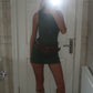 Khaki Double Belted Round Neck Mini Dress