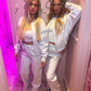 Grey plush wide leg tracksuit