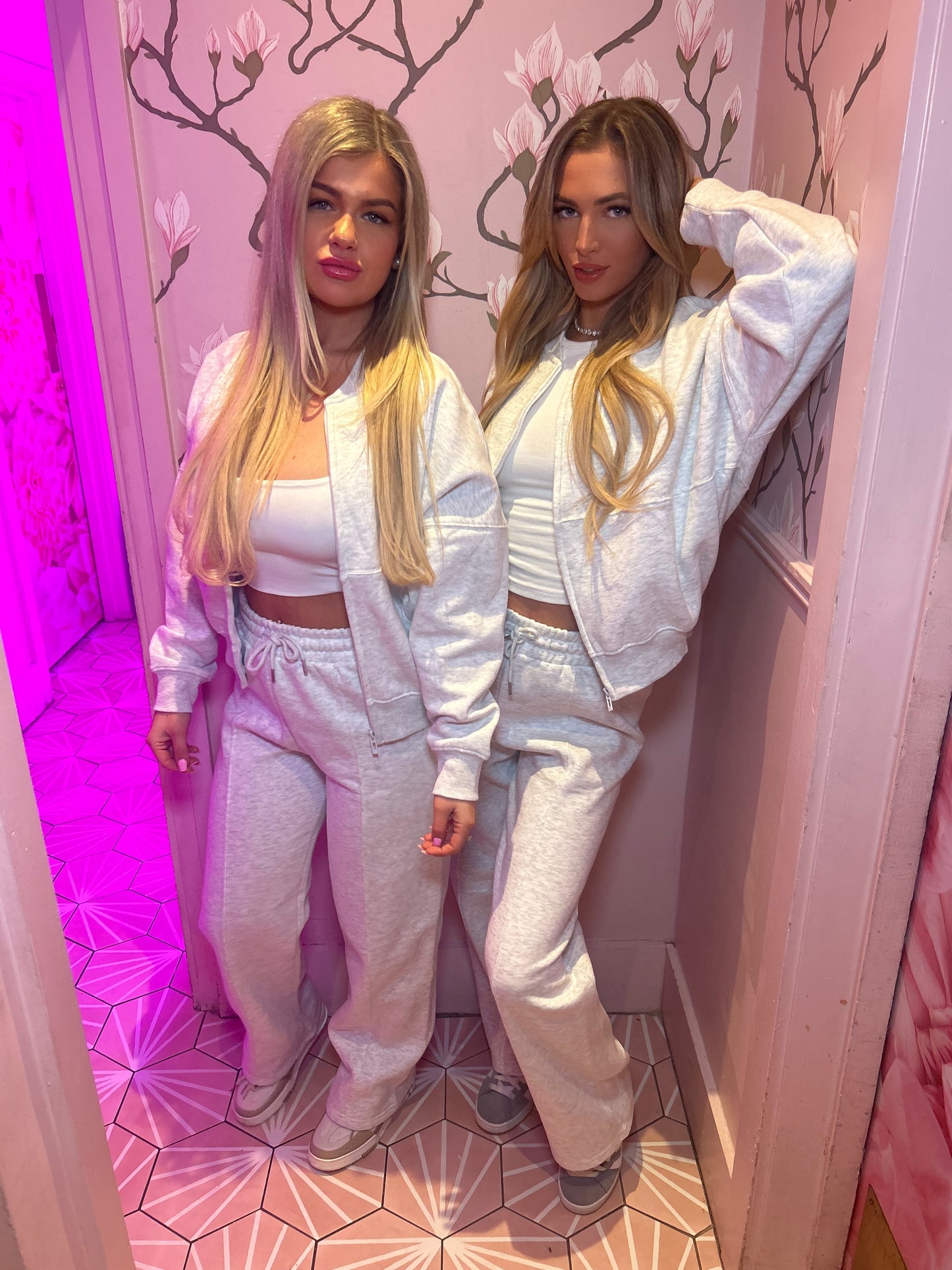 Grey plush wide leg tracksuit