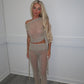 Gold mesh top and ruched bottoms co-ord