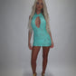 LIMITED EDITION HAND MADE AND DESIGNED IN HOUSE: ‘Aura’ blue lace dress
