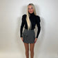Black high neck puff sleeve ribbed jumper