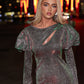 LIMITED EDITION HANDMADE & DESIGNED IN HOUSE: Silver sparkle puff sleeve dress