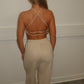 Sculpt beige cross back sports bra