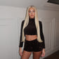 Dark brown sequins top