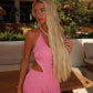 Tia pink crochet playsuit