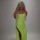 LIMITED EDITION HAND MADE AND DESIGNED IN HOUSE: Neon yellow Split leg dress