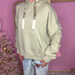 Sage green ruched sleeve ribbon hoodie